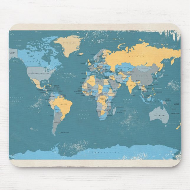 Retro Political Map of the World Mouse Pad (Front)