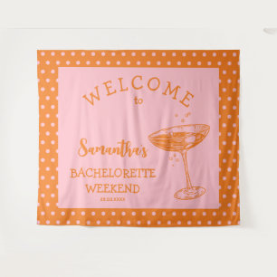 Retro Polka Bachelorette Party Backdrop Cocktail Tapestry