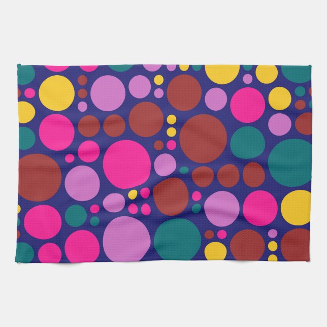 Retro Polka Dot Mosaic Pattern #2 Kitchen Towel (Horizontal)