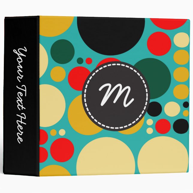 Retro Polka Dot Mosaic Pattern #4 Binder (Front/Spine)