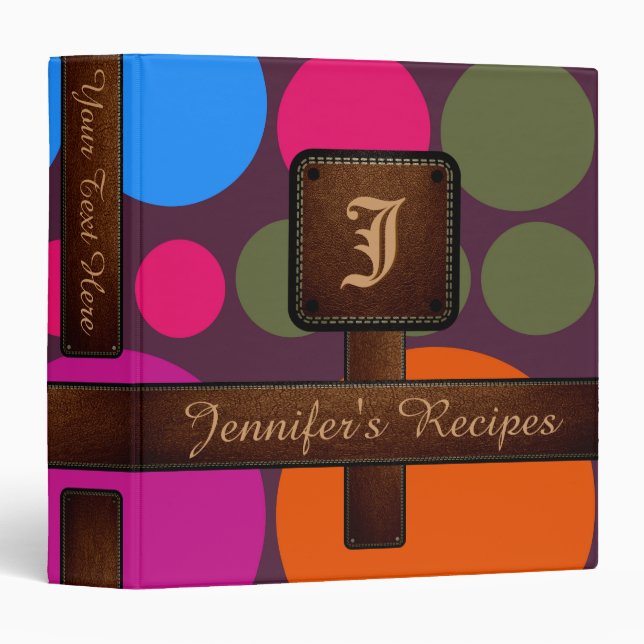 Retro Polka Dot Mosaic Pattern #5 Binder (Front/Spine)