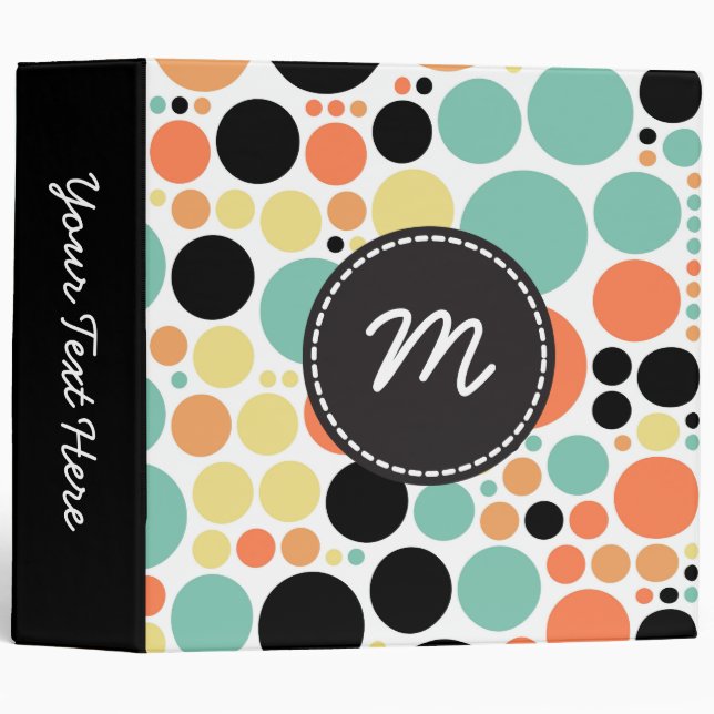 Retro Polka Dot Mosaic Pattern #7 Binder (Front/Spine)
