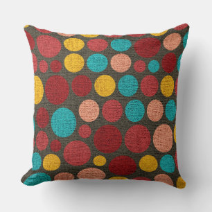 Retro polka dot painted canvas #3 throw pillow