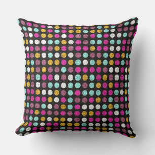 Retro polka dot painted canvas #4 throw pillow