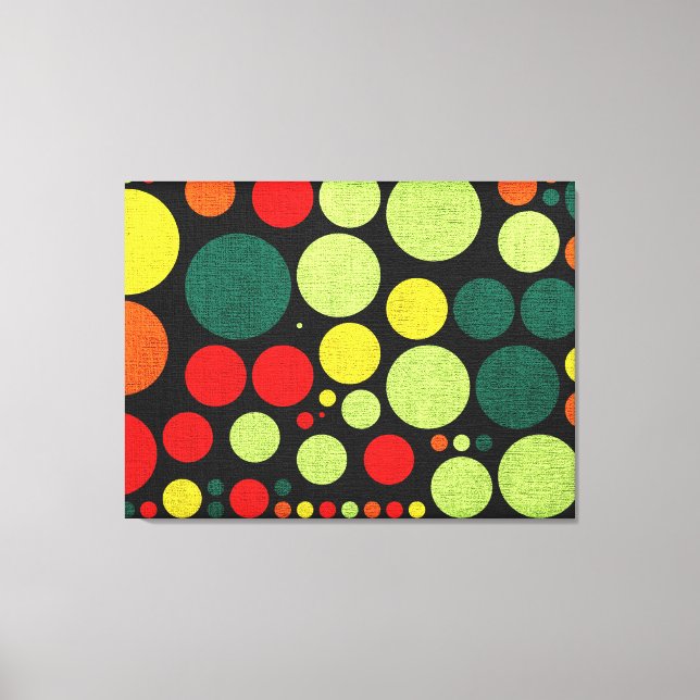 Retro Polka Dot Painted Canvas Print (Front)