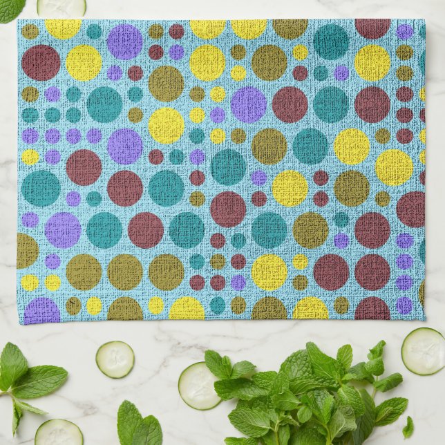 Retro Polka Dot Pattern #9 Kitchen Towel (Folded)