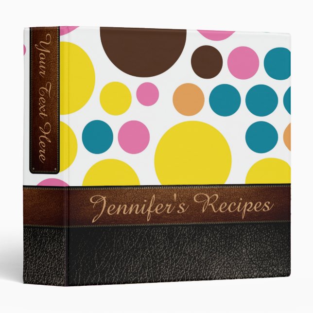 Retro Polka Dot Pattern Leather Look #19 Binder (Front/Spine)