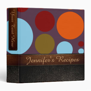 Retro Polka Dot Pattern Leather Look #2 Binder