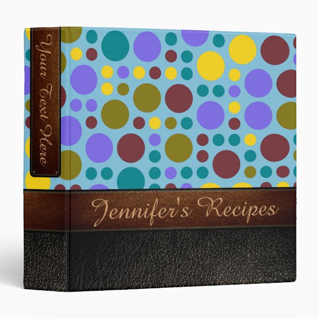 Retro Polka Dot Pattern Leather Look #5 Binder (Front/Spine)