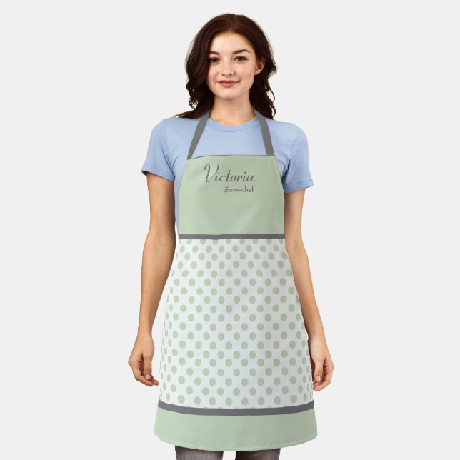 Retro Polka Dot Personalized Apron (Worn)