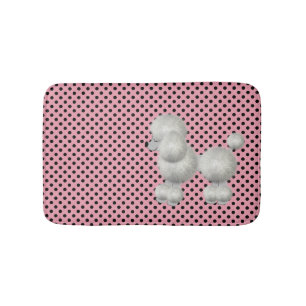 Retro Polka Dots and Poodle Bath Mat