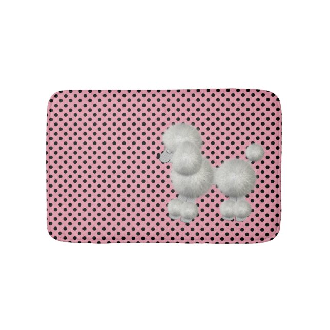 Retro Polka Dots and Poodle Bath Mat (Front)