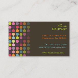 Retro polka dots, dark graphite business card