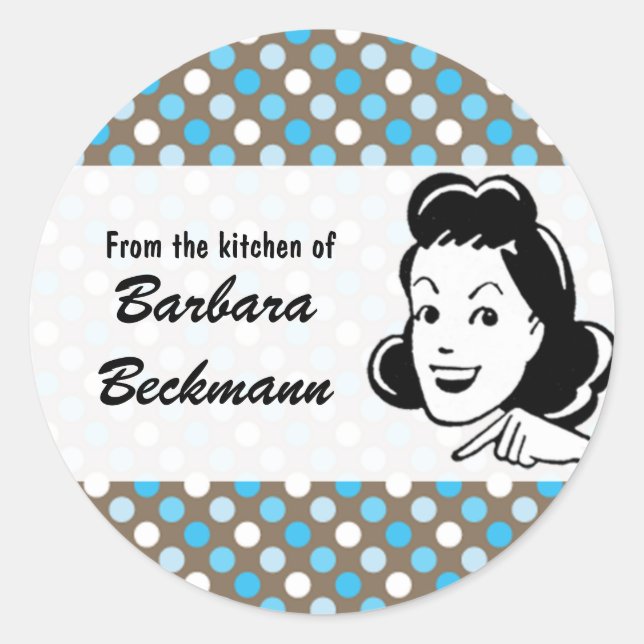 Retro Polka Dots "From the Kitchen" sticker (Front)