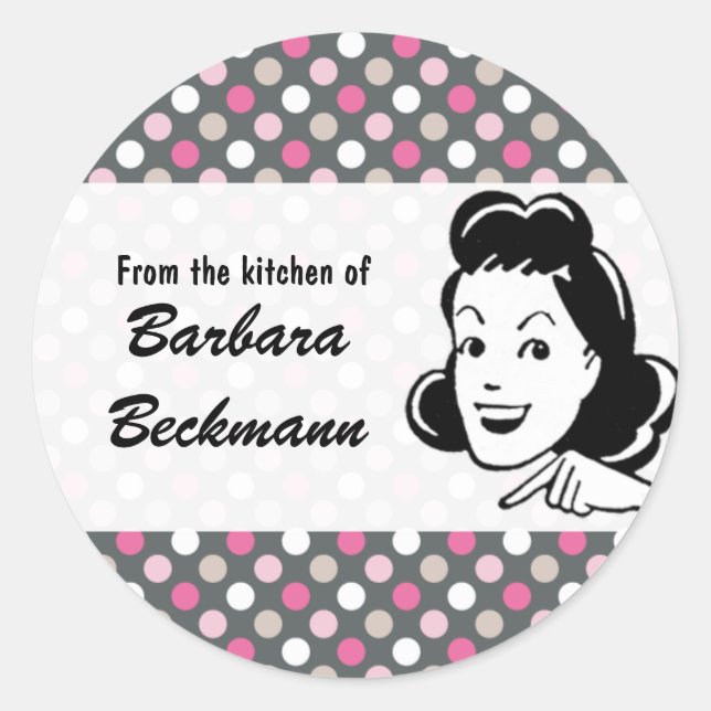 Retro Polka Dots "From the Kitchen" sticker (Front)