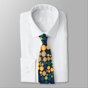 Retro polka dots green and yellow tie