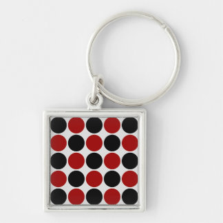 Retro Polka Dots in Red & Black Keychain