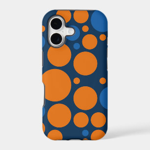 Retro Polka Dots   Orange Dark Blue