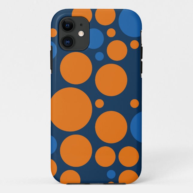 Retro Polka Dots | Orange Dark Blue Case-Mate iPhone Case (Back)