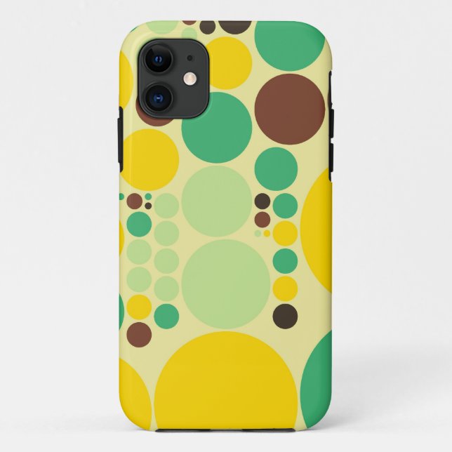 Retro polka dots pattern (Green, Yellow, Brown) Case-Mate iPhone Case (Back)