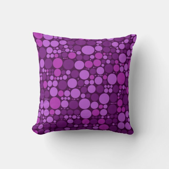 Retro polka dots pattern | Purple and Violet Throw Pillow (Front)