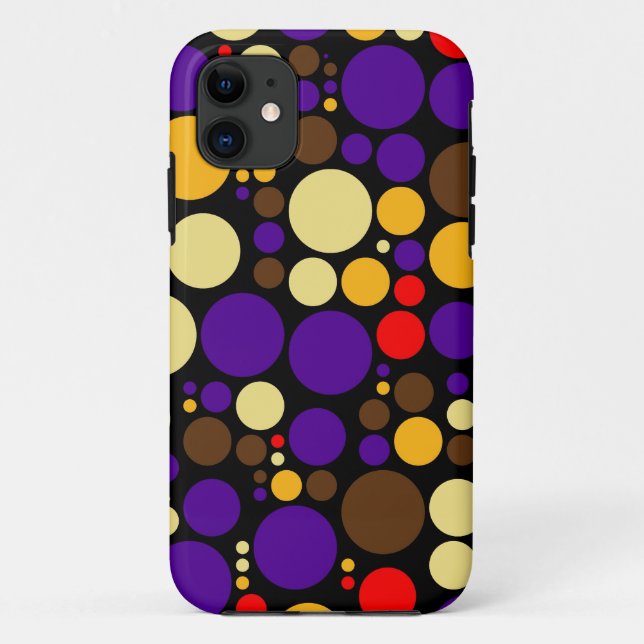 Retro Polka Dots Pattern | Yellow Purple Red Case-Mate iPhone Case (Back)