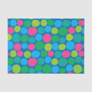 Retro Polka Dots Pink Green Blue Pattern Tissue Paper