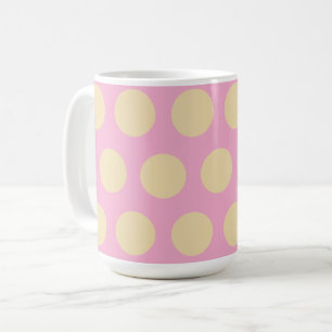 Retro Polka Dots Pink & Yellow Design Coffee Mug