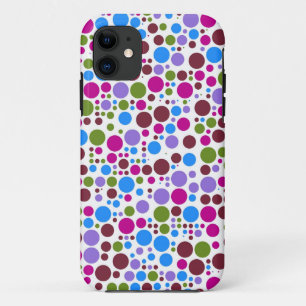 Retro Polka Dots   Red Green Blue Purple iPhone 11 Case