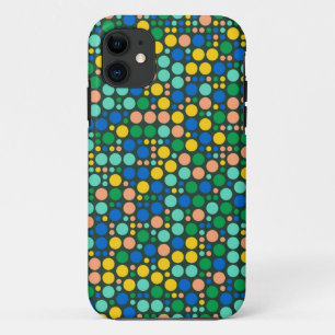 Retro Polka Dots   Yellow Green Blue iPhone 11 Case