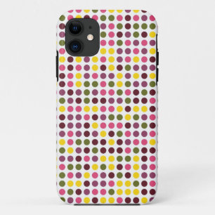 Retro Polka Dots   Yellow Green Pink Purple iPhone 11 Case