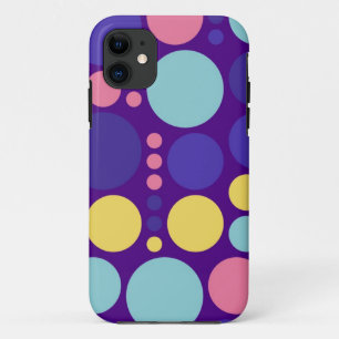 Retro Polka Dots   Yellow Purple Pink Blue iPhone 11 Case
