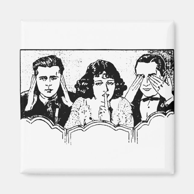 Retro Polyamory - Throuple - Spooning - Triad Magnet (Front)