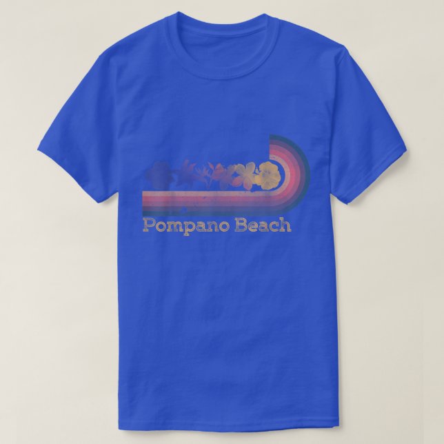 Retro Pompano Beach Tropical Flowers 80s Style Sur T-Shirt (Design Front)