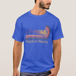 Retro Pompano Beach Tropical Flowers 80s Style Sur T-Shirt