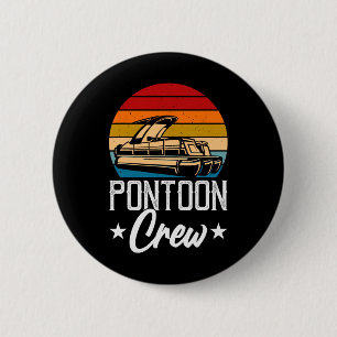 Retro Pontoon Crew Men Funny Boat Captain Boating 2 Inch Round Button
