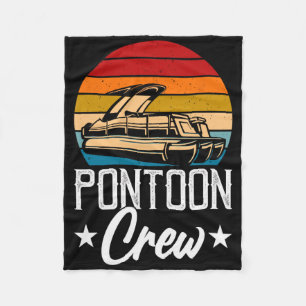 Retro Pontoon Crew Men Funny Boat Captain Boating Fleece Blanket
