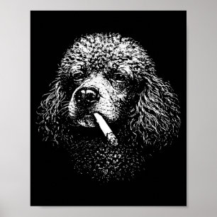 Retro poodle dog graphic cool smoking dog portrait poster