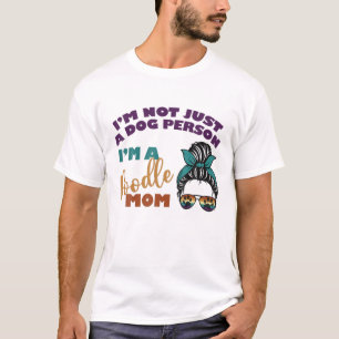 Retro Poodle Lover Poodle Mom Cute Messy Bun Sungl T-Shirt