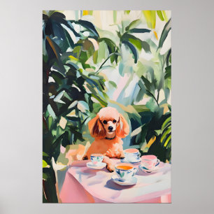Retro Poodle Poster, Poodle Oil Painting, Vintage Poster
