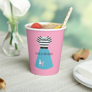 Retro Poodle Skirt Personalized  Paper Cups