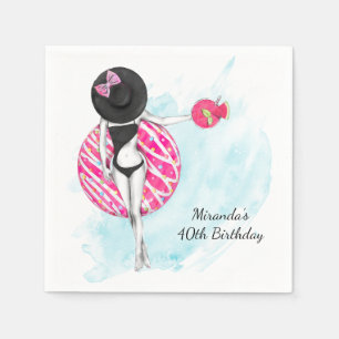 Retro Pool 40th Birthday Party Napkins