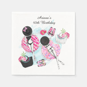 Retro Pool Girls 40th Birthday  Napkin