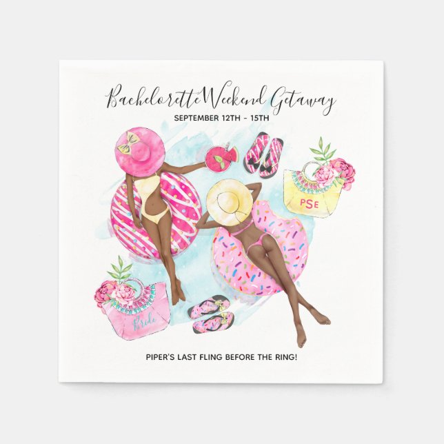 Retro Pool Girls Bachelorette Weekend Party Napkin (Front)