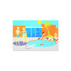 Retro Pool Party Stretched Canvas Print