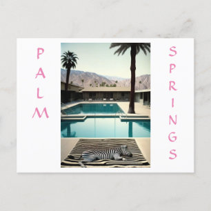 Retro Poolside Zebra Theme Holiday Personalize Postcard