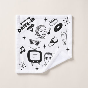 Retro Pop 1950's Style Nostalgic Graphics   Wash Cloth