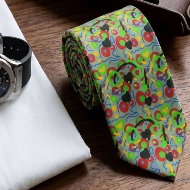 Retro Pop Abstract Doodle Pattern In Vibrant Colou Tie (Creator Uploaded)