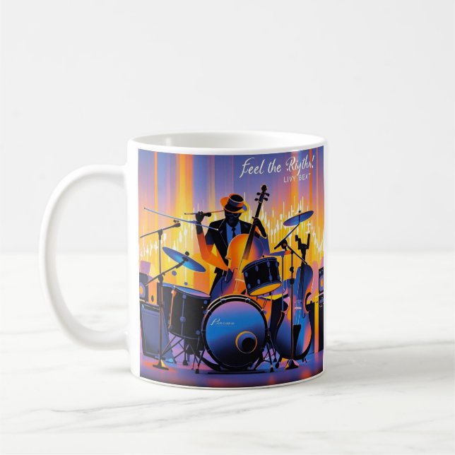 Retro Pop Abstract musical instruments dramatic Coffee Mug (Left)