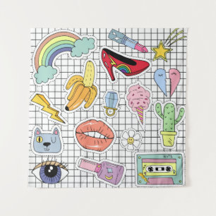 Retro Pop Art: Badge Collection Tapestry